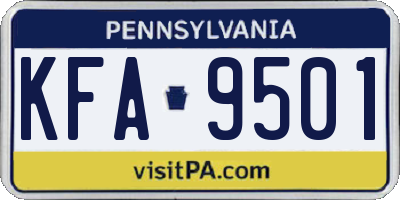 PA license plate KFA9501