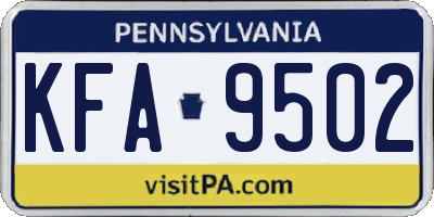 PA license plate KFA9502