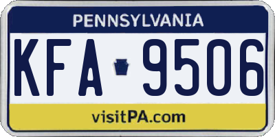 PA license plate KFA9506
