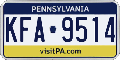 PA license plate KFA9514