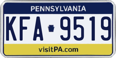 PA license plate KFA9519