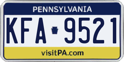 PA license plate KFA9521