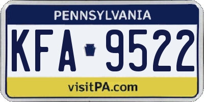 PA license plate KFA9522