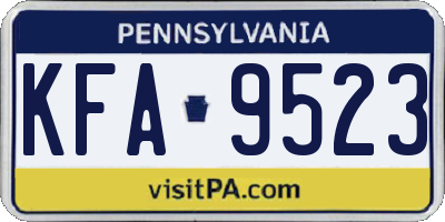 PA license plate KFA9523