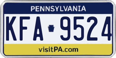 PA license plate KFA9524