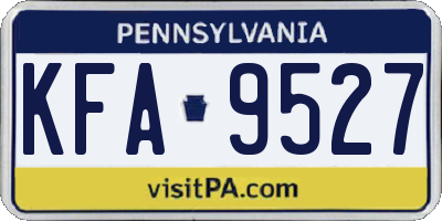 PA license plate KFA9527