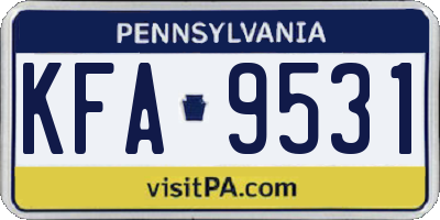 PA license plate KFA9531
