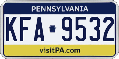 PA license plate KFA9532