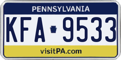 PA license plate KFA9533