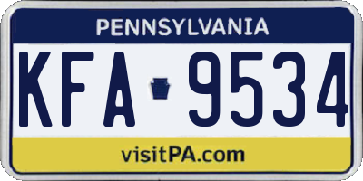 PA license plate KFA9534