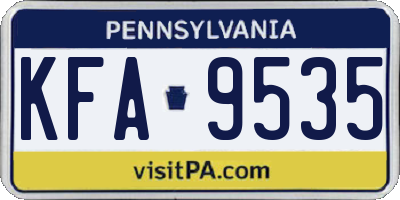 PA license plate KFA9535