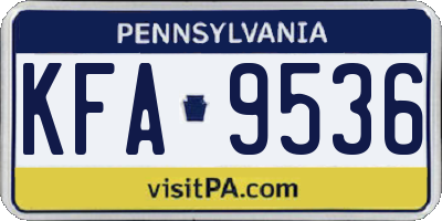 PA license plate KFA9536