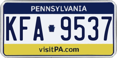 PA license plate KFA9537