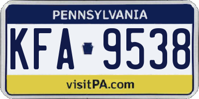 PA license plate KFA9538