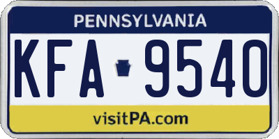 PA license plate KFA9540