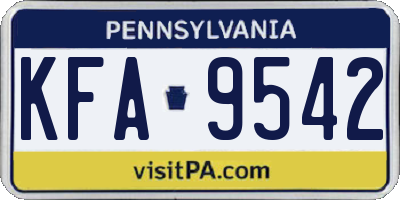 PA license plate KFA9542