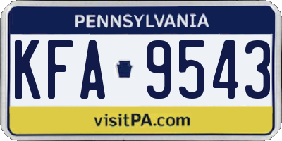 PA license plate KFA9543