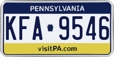 PA license plate KFA9546