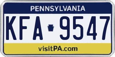 PA license plate KFA9547