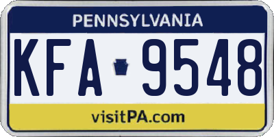 PA license plate KFA9548