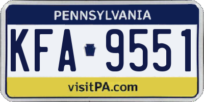 PA license plate KFA9551