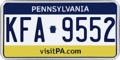 PA license plate KFA9552