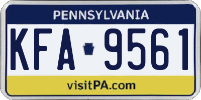 PA license plate KFA9561