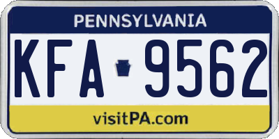 PA license plate KFA9562