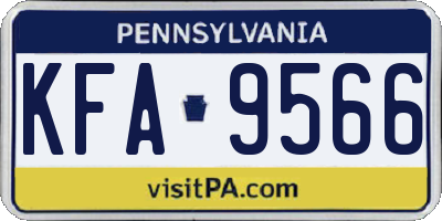 PA license plate KFA9566