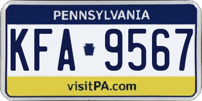 PA license plate KFA9567
