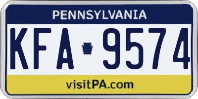 PA license plate KFA9574