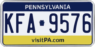 PA license plate KFA9576