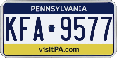 PA license plate KFA9577