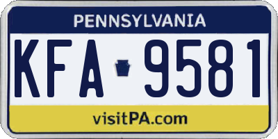 PA license plate KFA9581
