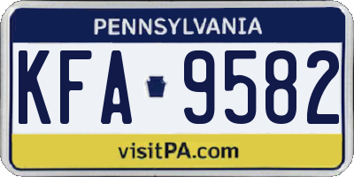 PA license plate KFA9582
