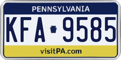 PA license plate KFA9585