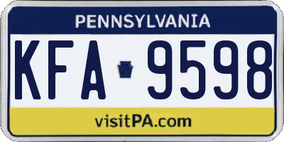 PA license plate KFA9598