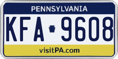 PA license plate KFA9608
