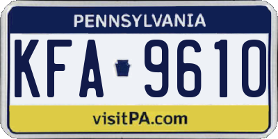 PA license plate KFA9610