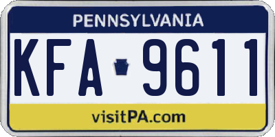 PA license plate KFA9611