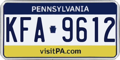 PA license plate KFA9612