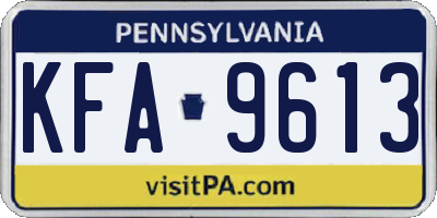 PA license plate KFA9613