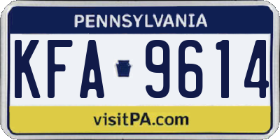 PA license plate KFA9614