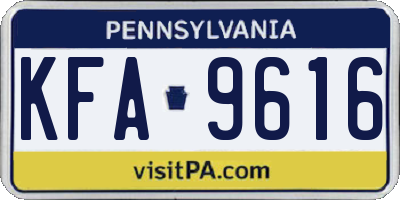 PA license plate KFA9616