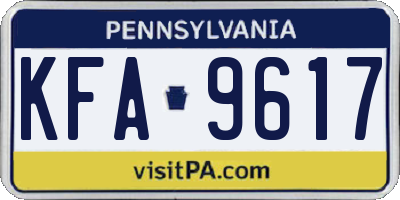 PA license plate KFA9617