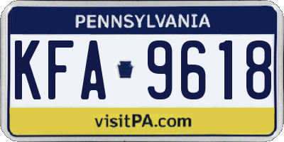 PA license plate KFA9618