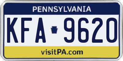 PA license plate KFA9620