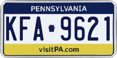PA license plate KFA9621
