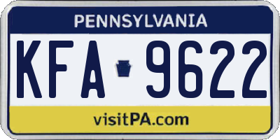 PA license plate KFA9622