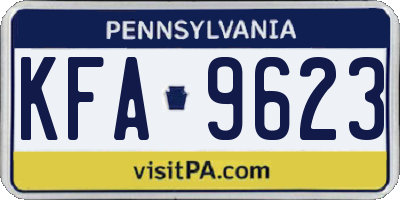 PA license plate KFA9623